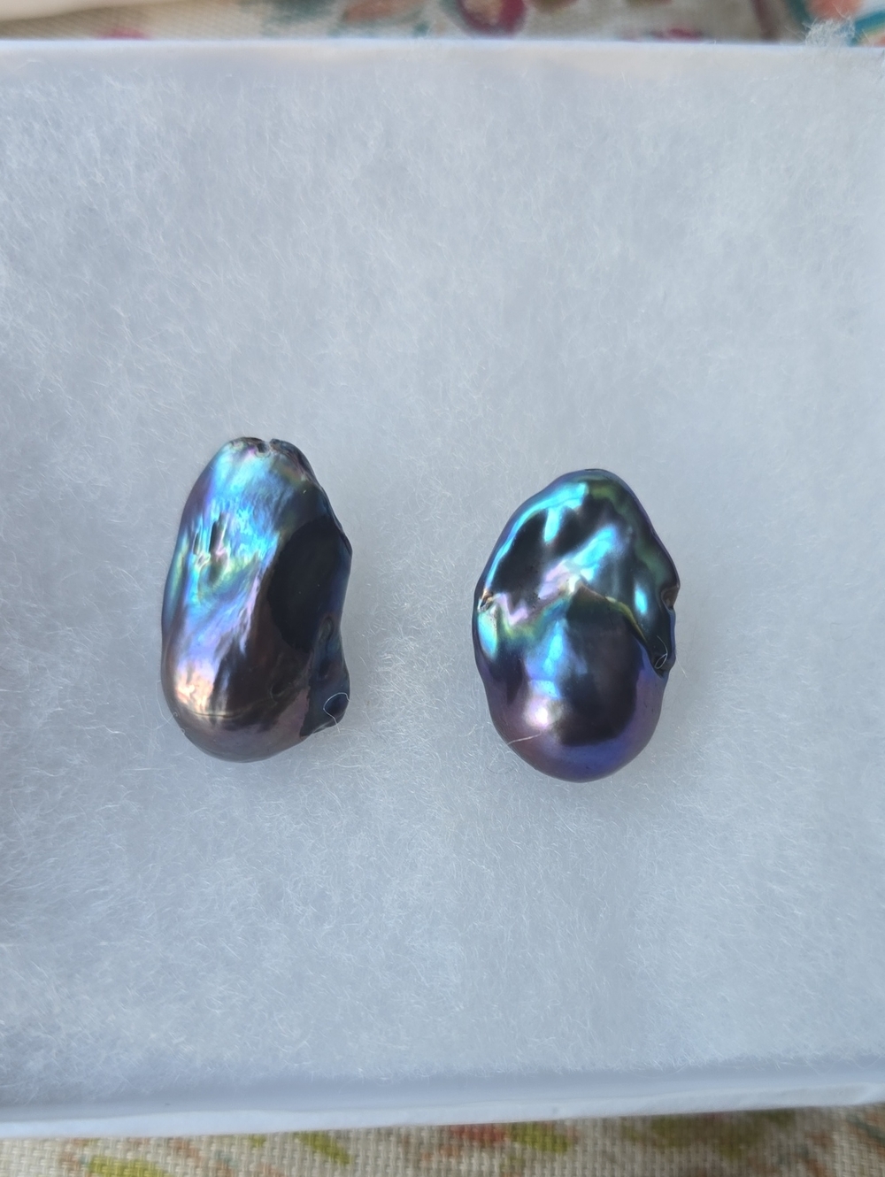 Freshwater Baroque Pearl Stud Earrings in Iridescent Black